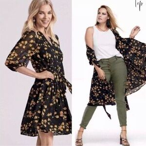 CAbi Black Floral Midi Dress